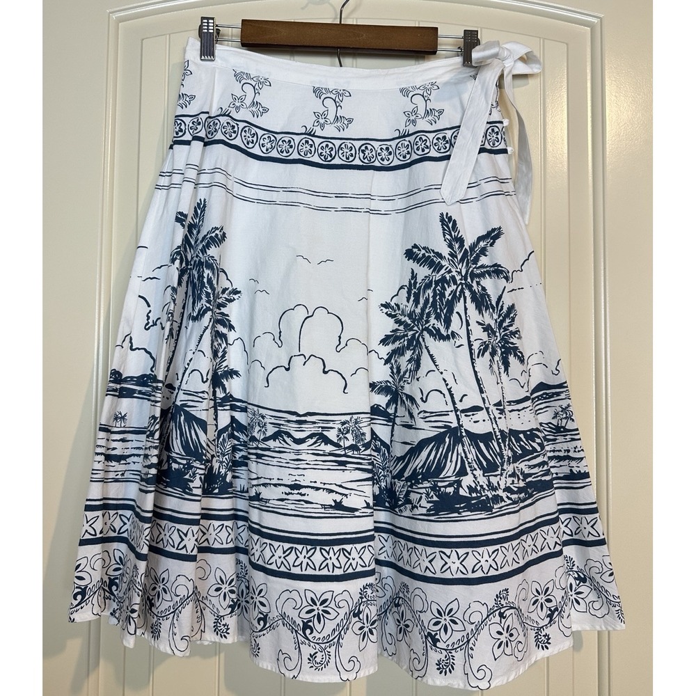 Roxy A-line Midi Skirt Cotton Tropical Print Boho Beach Resort Spring Sz 0